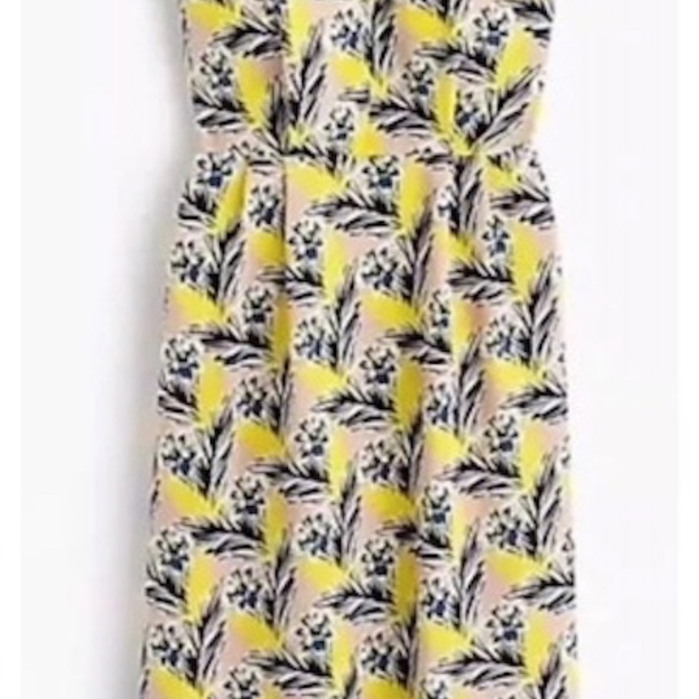 J.Crew Sleeveless Floral Sheath Dress - Yellow - Navy - Size 10 - Picture 3 of 10